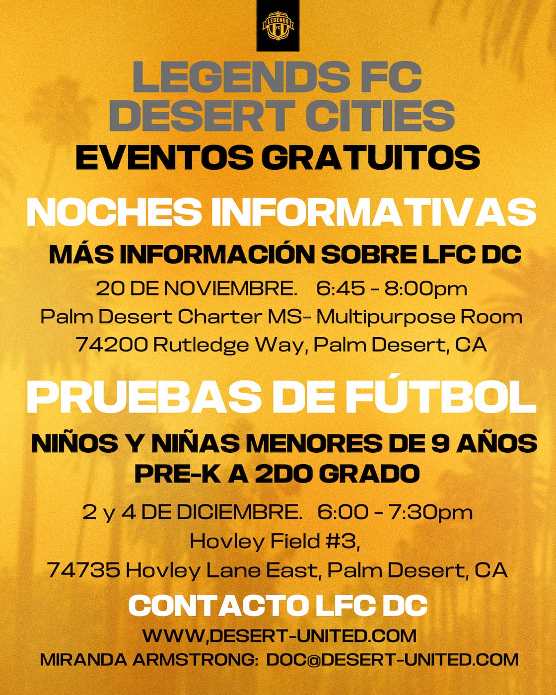 Eventos Gratuitos - Noches Informativas